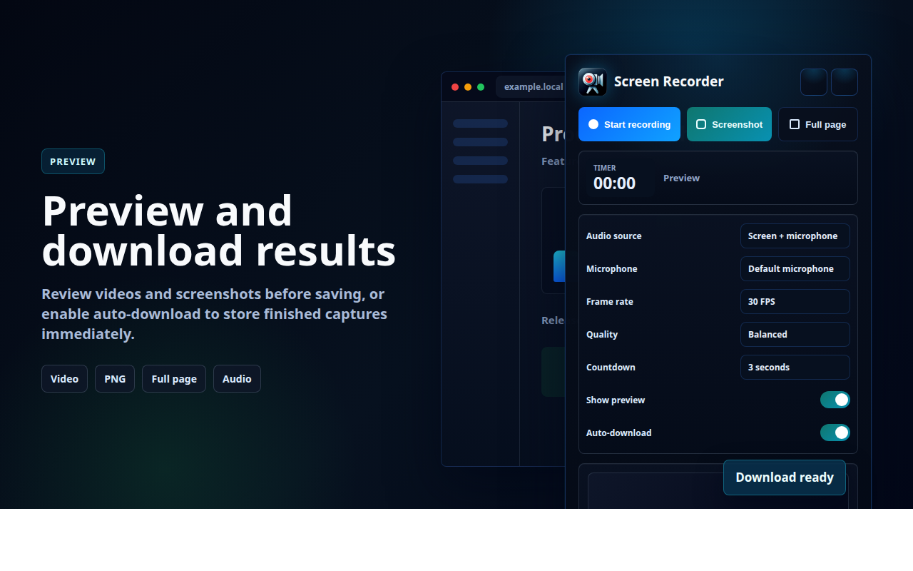 Попередній перегляд і завантаження Screen Recorder
